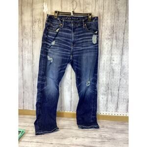 American Eagle Men's Slim Fit Distressed Blue Jeans Size 36x30 Airflex 360